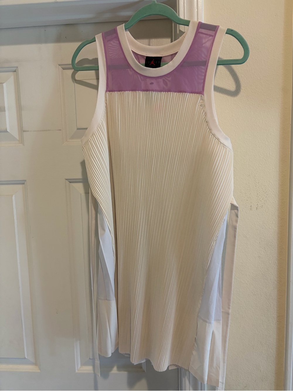Jordan Cream Ribbed Tank with Lavender Mesh Yoke